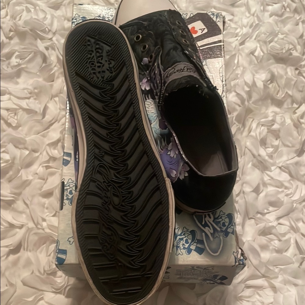 Ed Hardy Black and Purple Cosmic Sneakers - Picture 3 of 7